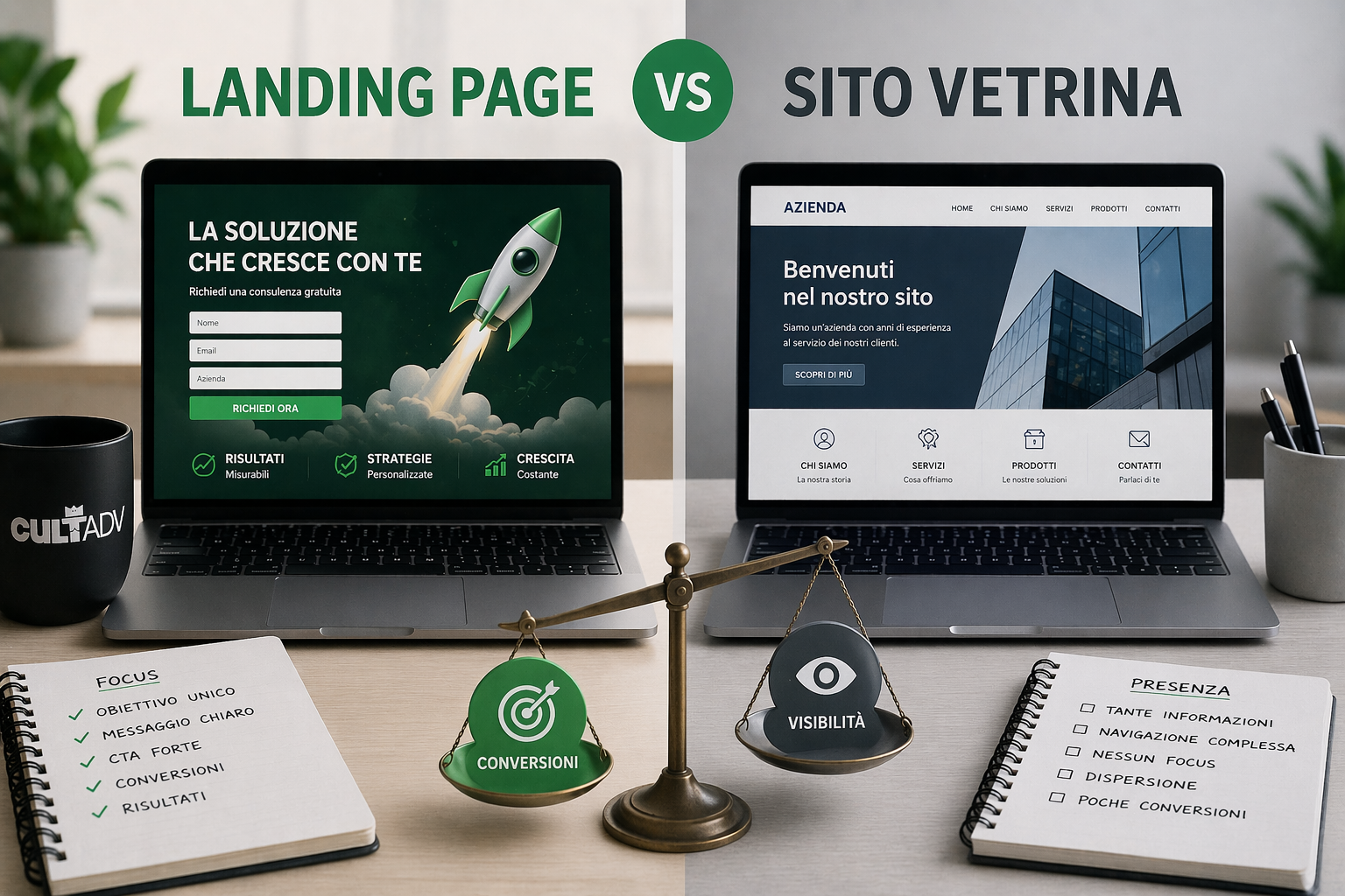Landing page vs sito vetrina: cosa conviene