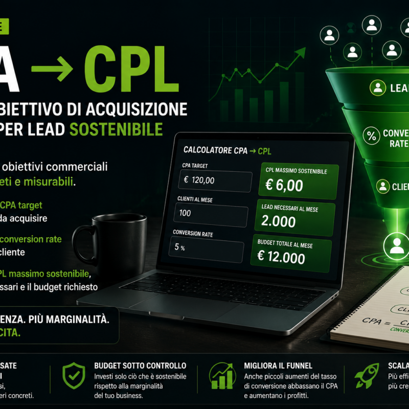 Calcolatore CPL CPA- calcola il costo per lead ideale