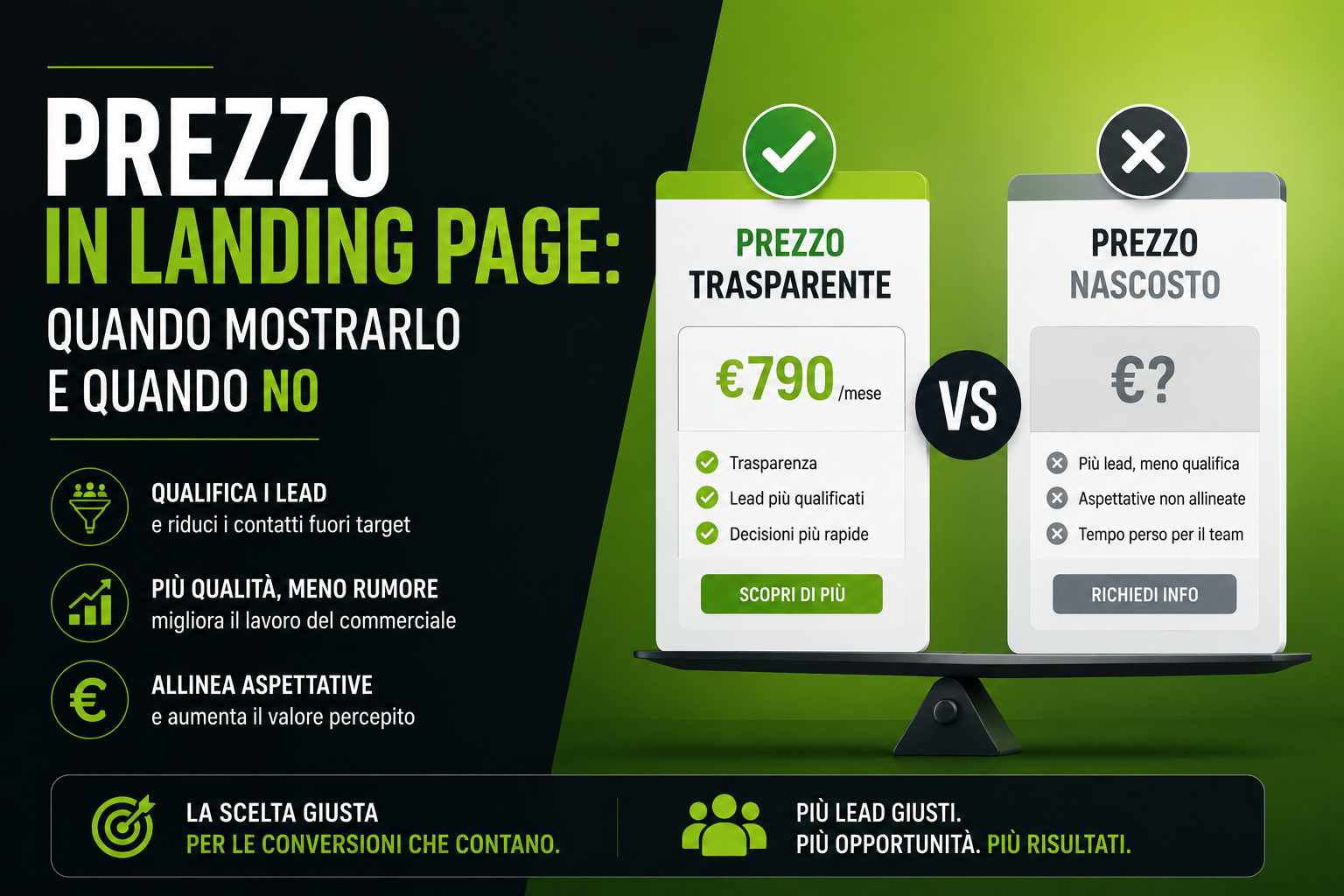 Conviene mostrare il prezzo in landing page? Criteri per lead generation e qualità commerciale